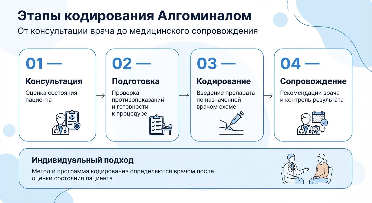 Кодирование препаратом «Алгоминал» в Бакале инфографика
